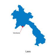 Detailed vector map of Laos and capital city Vientiane N2