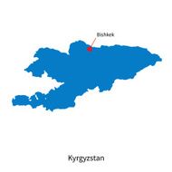 Detailed vector map of Kyrgyzstan and capital city Bishkek N2