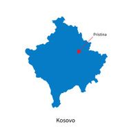Detailed vector map of Kosovo and capital city Pristina N2