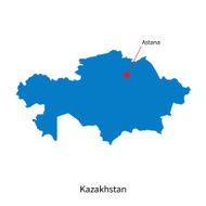 Detailed vector map of Kazakhstan and capital city Astana N2