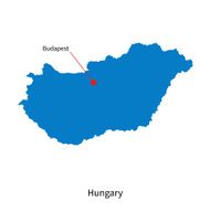 Detailed vector map of Hungary and capital city Budapest N2