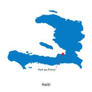 Vector map of Haiti and capital city Port-au-Prince N2