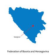 Map Federation of Bosnia and Herzegovina with capital city Sarajevo N2