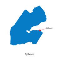Detailed vector map of Djibouti and capital city N2