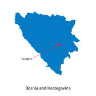 Vector map of Bosnia and Herzegovina with capital city Sarajevo N2
