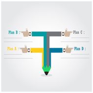 creative template with pencil ribbon banner flow chart N3