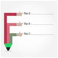 creative template with pencil ribbon banner flow chart N4