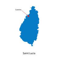 Detailed vector map of Saint Lucia and capital city Castries N2