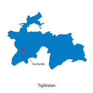 Detailed vector map of Tajikistan and capital city Dushanbe N2