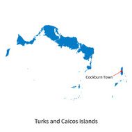 Vector map of Turks and Caicos Islands with capital city N2