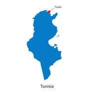 Detailed vector map of Tunisia and capital city Tunis N2