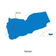Detailed vector map of Yemen and capital city Sana'a N2