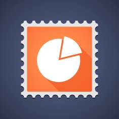 Mail stamp with a pie chart