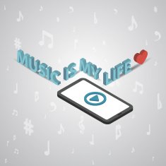Mobile smartphone music services isometric style vector illustra N2