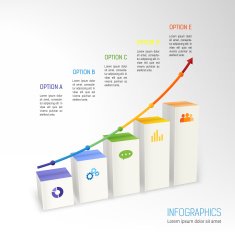 3d vector graph with rising arrow