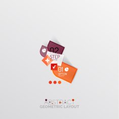 Glossy paper style geometric abstract infographic design N142