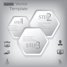 Vector 3d paper hexagon elements for infographic N2