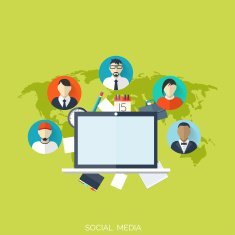 Flat social media and network concept Business background global communication N2