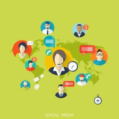 Flat social media and network concept Business background global communication N3