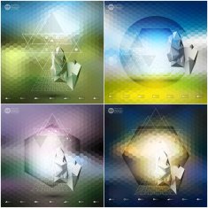 Abstract 3D pyramids abstract hexagonal patterns Infographic templates set for