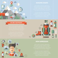 Modern flat design illustrations of camping and hiking info graphic N2