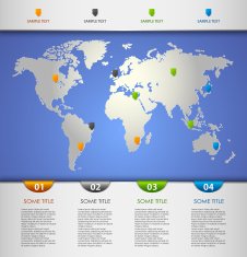 Info graphic with color pointers on the world map