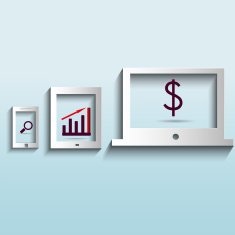 Vector business icons and shadow on a light background