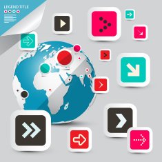 Vector Paper Infographics Elements with Earth