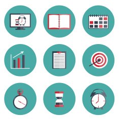 Set of flat time management icons N2