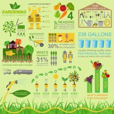 Garden work infographic elements Working tools set N18