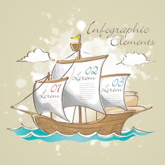 hand drawn style sailboat infographic elements