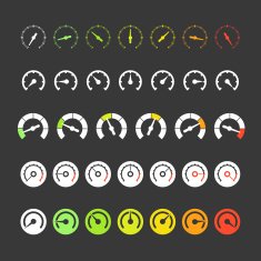 Different phases of speedometer icons