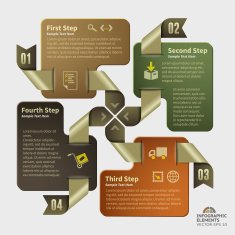 Golden Ribbons Infographic Backgrounds