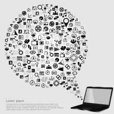 Social media Gray colorful icons and Computer N2
