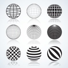 Set of 9 Globes Abstract Circular Design Elements