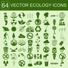 Environment ecology icon set Environmental risks ecosystem N4