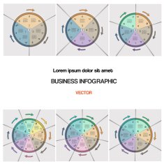 Set vector illustration pie chart template with text areas