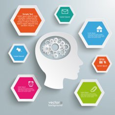 White Head Gears Colored Hexagons N2