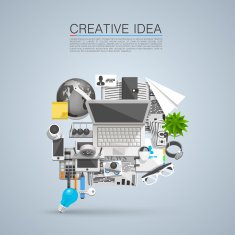 Creative idea of flat collage icons