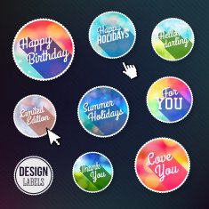 Colorful set of labels with long shadow Vector illustration
