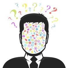 Male profile avatar with lots of icons