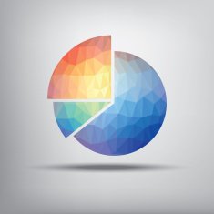 Colorful pie chart symbol in modern low polygonal shape suitable