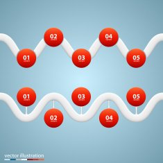 Wave infographic elements with numbers N2
