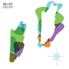Abstract vector color map of Belize with transparent paint effect