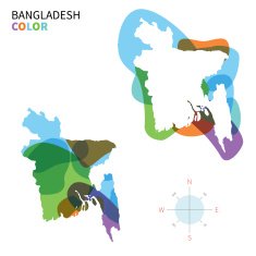 Abstract vector color map of Bangladesh with transparent paint effect