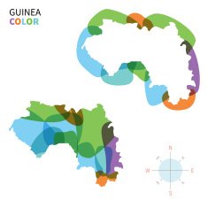 Abstract vector color map of Guinea with transparent paint effect