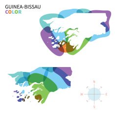 Abstract vector color map of Guinea-Bissau with transparent paint effect