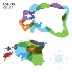 Abstract vector color map of Estonia with transparent paint effect