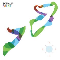 Abstract vector color map of Somalia with transparent paint effect
