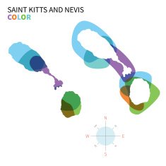 Abstract vector color map of Saint Kitts and Nevis with